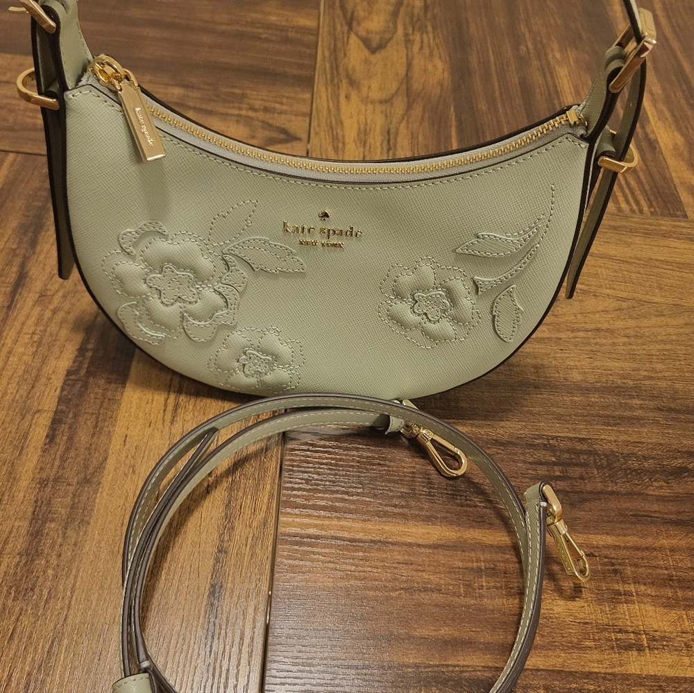 Kate Spade Sage Madison Flower Applique Cresent Shoulder Bag